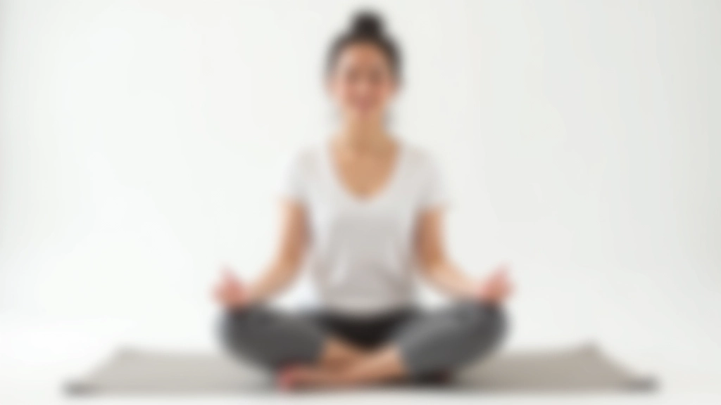 Person sitting cross-legged on meditation mat in lotus position, hands resting on knees, calm facial expression, soft studio lighting, white background